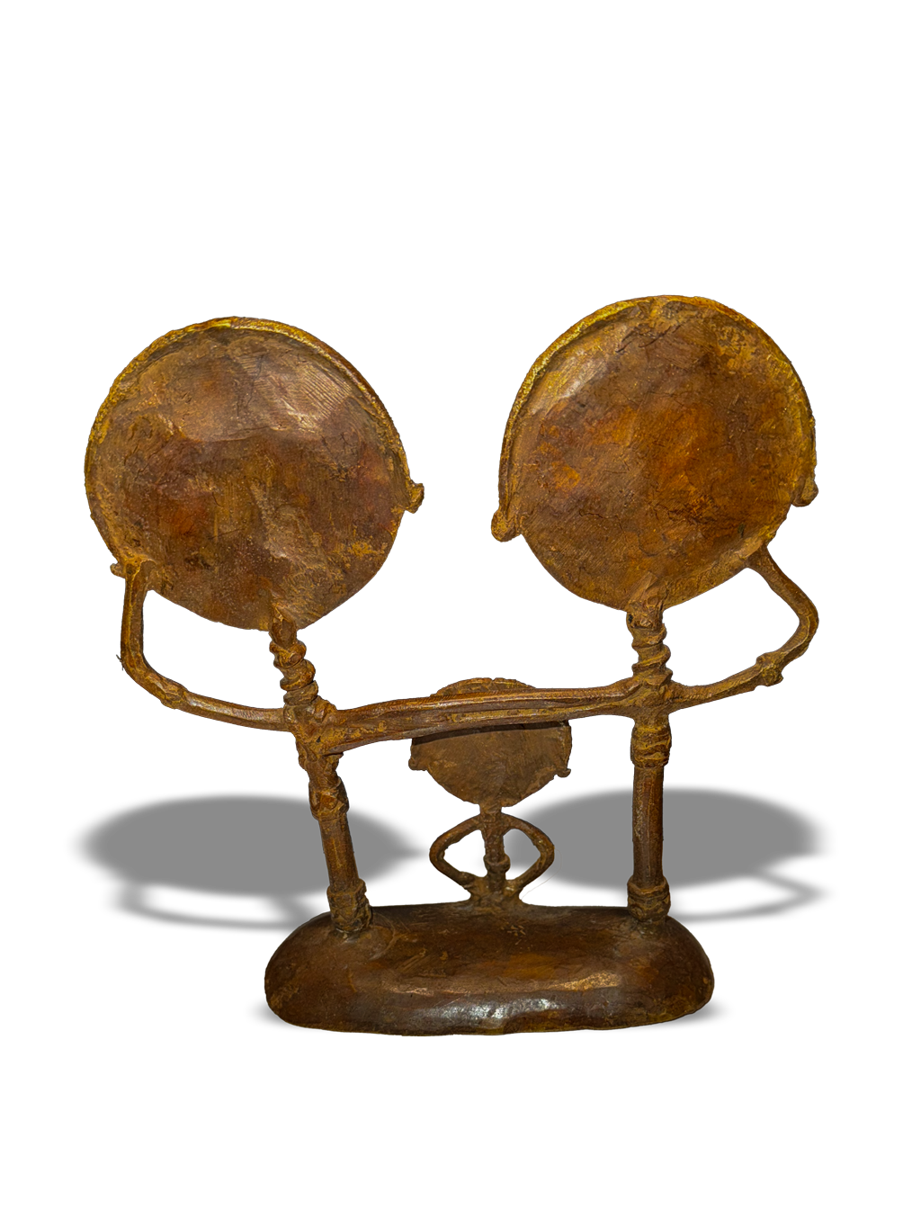 Ashanti Asante Akwaba Akuaba brass bronze fertility statue family of three from Ghana and Ivory Coast, West Africa, Kutubu Decor