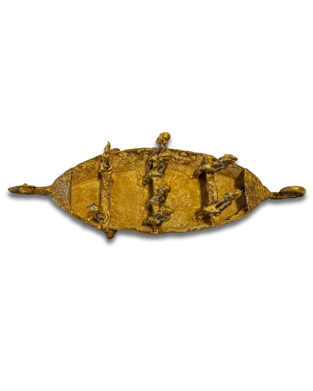 Bronze boat sculpture with figures, Dogon tribe of Mali, West Africa, African tribal art, Kutubu Arts