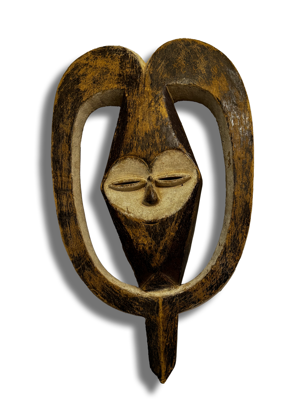 Kwele Bakwele wooden mask with heart shape from Gabon, Congo, West Africa, African tribal art, Kutubu Arts