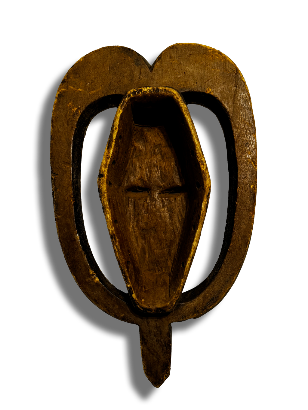 Kwele Bakwele wooden mask with heart shape from Gabon, Congo, West Africa, African tribal art, Kutubu Arts