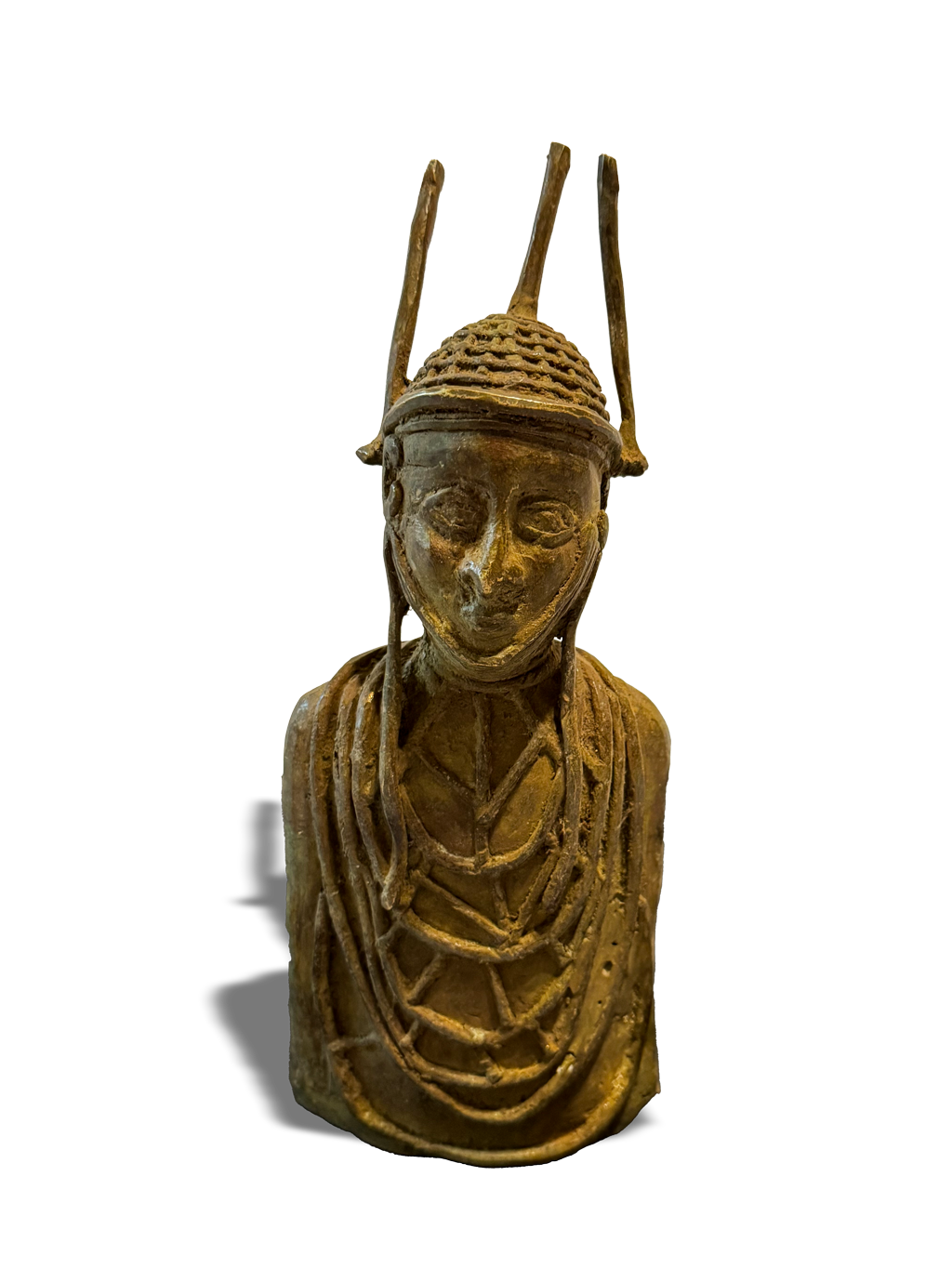 Bronze bust from the Yoruba tribe of Nigeria, West Africa, Kutubu Decor
