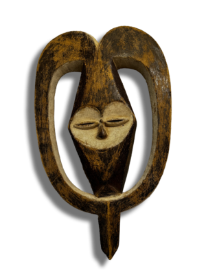 Kwele Bakwele wooden mask with heart shape from Gabon, Congo, West Africa, African tribal art, Kutubu Arts
