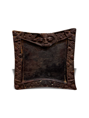 Yoruba Opon Ifa divination tray with Esu carving, Nigeria African Tribal Art, Kutubu Decor